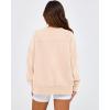 imageBTFBM Womens Casual Crewneck Sweatshirts 2026 Spring Long Sleeve Side Slit Workout Fleece Pullover Top Fashion ClothingBeige