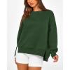 imageBTFBM Womens Casual Crewneck Sweatshirts 2026 Spring Long Sleeve Side Slit Workout Fleece Pullover Top Fashion ClothingDark Green