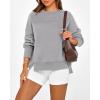 imageBTFBM Womens Casual Crewneck Sweatshirts 2026 Spring Long Sleeve Side Slit Workout Fleece Pullover Top Fashion ClothingGrey