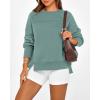 imageBTFBM Womens Casual Crewneck Sweatshirts 2026 Spring Long Sleeve Side Slit Workout Fleece Pullover Top Fashion ClothingGrey Green