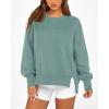 imageBTFBM Womens Casual Crewneck Sweatshirts 2026 Spring Long Sleeve Side Slit Workout Fleece Pullover Top Fashion ClothingGrey Green