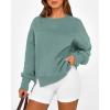 imageBTFBM Womens Casual Crewneck Sweatshirts 2026 Spring Long Sleeve Side Slit Workout Fleece Pullover Top Fashion ClothingGrey Green