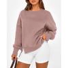 imageBTFBM Womens Casual Crewneck Sweatshirts 2026 Spring Long Sleeve Side Slit Workout Fleece Pullover Top Fashion ClothingGrey Pink