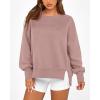 imageBTFBM Womens Casual Crewneck Sweatshirts 2026 Spring Long Sleeve Side Slit Workout Fleece Pullover Top Fashion ClothingGrey Pink