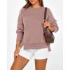 imageBTFBM Womens Casual Crewneck Sweatshirts 2026 Spring Long Sleeve Side Slit Workout Fleece Pullover Top Fashion ClothingGrey Pink
