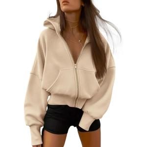 imageBTFBM Hoodies For Women Sweatshirt Fall Fashion Clothing 2026 Long Sleeve Fleece Jacket Winter Outfits Y2k Zip Up HoodieApricot