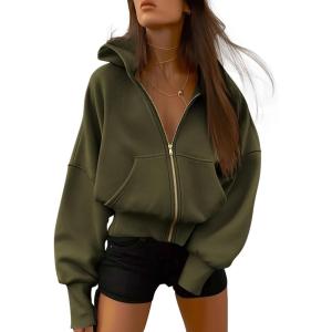 imageBTFBM Hoodies For Women Sweatshirt Fall Fashion Clothing 2026 Long Sleeve Fleece Jacket Winter Outfits Y2k Zip Up HoodieArmy Green