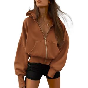 imageBTFBM Hoodies For Women Sweatshirt Fall Fashion Clothing 2026 Long Sleeve Fleece Jacket Winter Outfits Y2k Zip Up HoodieBrown