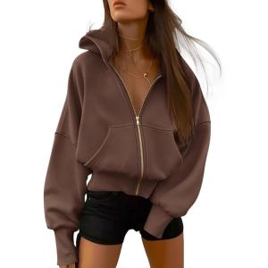 imageBTFBM Hoodies For Women Sweatshirt Fall Fashion Clothing 2026 Long Sleeve Fleece Jacket Winter Outfits Y2k Zip Up HoodieDark Coffee