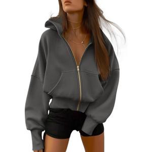 imageBTFBM Hoodies For Women Sweatshirt Fall Fashion Clothing 2026 Long Sleeve Fleece Jacket Winter Outfits Y2k Zip Up HoodieDark Grey