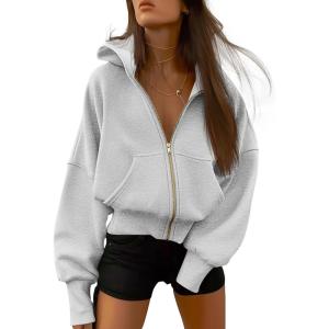 imageBTFBM Hoodies For Women Sweatshirt Fall Fashion Clothing 2026 Long Sleeve Fleece Jacket Winter Outfits Y2k Zip Up HoodieGrey