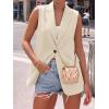 imageBTFBM Blazers For Women Spring Button Down Loose Vest Tops For Women Work Business Casual Outfits Summer Fashion 2026Beige