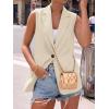 imageBTFBM Blazers For Women Spring Button Down Loose Vest Tops For Women Work Business Casual Outfits Summer Fashion 2026Beige