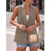 imageBTFBM Blazers For Women Spring Button Down Loose Vest Tops For Women Work Business Casual Outfits Summer Fashion 2026Khaki