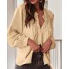 imageBTFBM Blouses for Women Dressy Casual Fall Clothes 2025 Lace Long Sleeve Tops Lightweight Spring Button Down ShirtsApricot