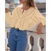 imageBTFBM Blouses for Women Dressy Casual Fall Clothes 2025 Lace Long Sleeve Tops Lightweight Spring Button Down ShirtsApricot