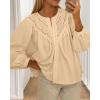 imageBTFBM Blouses for Women Dressy Casual Fall Clothes 2025 Lace Long Sleeve Tops Lightweight Spring Button Down ShirtsApricot