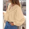 imageBTFBM Blouses for Women Dressy Casual Fall Clothes 2025 Lace Long Sleeve Tops Lightweight Spring Button Down ShirtsApricot