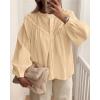 imageBTFBM Blouses for Women Dressy Casual Fall Clothes 2025 Lace Long Sleeve Tops Lightweight Spring Button Down ShirtsApricot