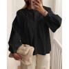 imageBTFBM Blouses for Women Dressy Casual Fall Clothes 2025 Lace Long Sleeve Tops Lightweight Spring Button Down ShirtsBlack