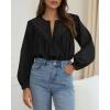imageBTFBM Blouses for Women Dressy Casual Fall Clothes 2025 Lace Long Sleeve Tops Lightweight Spring Button Down ShirtsBlack