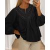 imageBTFBM Blouses for Women Dressy Casual Fall Clothes 2025 Lace Long Sleeve Tops Lightweight Spring Button Down ShirtsBlack
