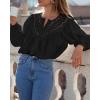 imageBTFBM Blouses for Women Dressy Casual Fall Clothes 2025 Lace Long Sleeve Tops Lightweight Spring Button Down ShirtsBlack