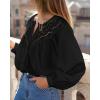 imageBTFBM Blouses for Women Dressy Casual Fall Clothes 2025 Lace Long Sleeve Tops Lightweight Spring Button Down ShirtsBlack