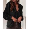 imageBTFBM Blouses for Women Dressy Casual Fall Clothes 2025 Lace Long Sleeve Tops Lightweight Spring Button Down ShirtsBlack