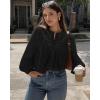 imageBTFBM Blouses for Women Dressy Casual Fall Clothes 2025 Lace Long Sleeve Tops Lightweight Spring Button Down ShirtsBlack