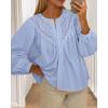 imageBTFBM Blouses for Women Dressy Casual Fall Clothes 2025 Lace Long Sleeve Tops Lightweight Spring Button Down ShirtsLight Blue