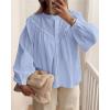 imageBTFBM Blouses for Women Dressy Casual Fall Clothes 2025 Lace Long Sleeve Tops Lightweight Spring Button Down ShirtsLight Blue