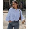 imageBTFBM Blouses for Women Dressy Casual Fall Clothes 2025 Lace Long Sleeve Tops Lightweight Spring Button Down ShirtsLight Blue