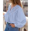imageBTFBM Blouses for Women Dressy Casual Fall Clothes 2025 Lace Long Sleeve Tops Lightweight Spring Button Down ShirtsLight Blue