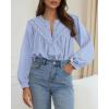imageBTFBM Blouses for Women Dressy Casual Fall Clothes 2025 Lace Long Sleeve Tops Lightweight Spring Button Down ShirtsLight Blue