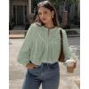 imageBTFBM Blouses for Women Dressy Casual Fall Clothes 2025 Lace Long Sleeve Tops Lightweight Spring Button Down ShirtsLight Green