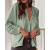 imageBTFBM Blouses for Women Dressy Casual Fall Clothes 2025 Lace Long Sleeve Tops Lightweight Spring Button Down ShirtsLight Green