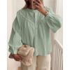 imageBTFBM Blouses for Women Dressy Casual Fall Clothes 2025 Lace Long Sleeve Tops Lightweight Spring Button Down ShirtsLight Green