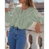 imageBTFBM Blouses for Women Dressy Casual Fall Clothes 2025 Lace Long Sleeve Tops Lightweight Spring Button Down ShirtsLight Green