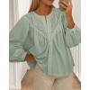 imageBTFBM Blouses for Women Dressy Casual Fall Clothes 2025 Lace Long Sleeve Tops Lightweight Spring Button Down ShirtsLight Green