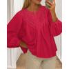 imageBTFBM Blouses for Women Dressy Casual Fall Clothes 2025 Lace Long Sleeve Tops Lightweight Spring Button Down ShirtsRed