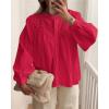 imageBTFBM Blouses for Women Dressy Casual Fall Clothes 2025 Lace Long Sleeve Tops Lightweight Spring Button Down ShirtsRed