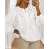 imageBTFBM Blouses for Women Dressy Casual Fall Clothes 2025 Lace Long Sleeve Tops Lightweight Spring Button Down ShirtsWhite
