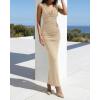 imageBTFBM Cocktail Dresses for Women Spring 2026 Cowl Neck Sleeveless Ruched Slim Fit Maxi Summer Formal Wedding Guest DressBeige