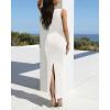 imageBTFBM Cocktail Dresses for Women Spring 2026 Cowl Neck Sleeveless Ruched Slim Fit Maxi Summer Formal Wedding Guest DressWhite