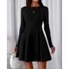 imageBTFBM Fall Dresses for Women 2026 Elegant Classy Flowy A Line Long Sleeve Business Homecoming Cocktail Sweater DressBlack