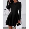 imageBTFBM Fall Dresses for Women 2026 Elegant Classy Flowy A Line Long Sleeve Business Homecoming Cocktail Sweater DressBlack