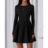 imageBTFBM Fall Dresses for Women 2026 Elegant Classy Flowy A Line Long Sleeve Business Homecoming Cocktail Sweater DressBlack