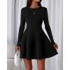 imageBTFBM Fall Dresses for Women 2026 Elegant Classy Flowy A Line Long Sleeve Business Homecoming Cocktail Sweater DressBlack