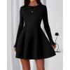 imageBTFBM Fall Dresses for Women 2026 Elegant Classy Flowy A Line Long Sleeve Business Homecoming Cocktail Sweater DressBlack